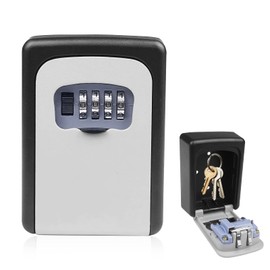 Ceisazira Zinc Alloy Key Safe with 4-Digit Number Code, Waterproof and Rustproof Key Box, Key Safe, Wall Mounted Key Box for Home Keys, Garages, School, Office, Grey