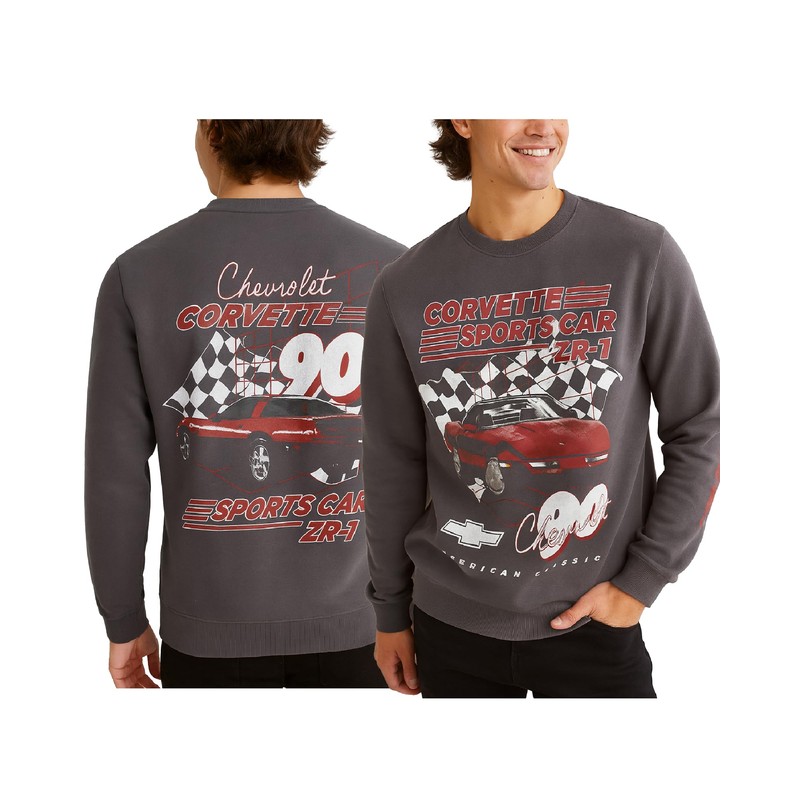 General Motors Men's Sweatshirt - Chevy Corvette Camaro Fleece Crewneck
