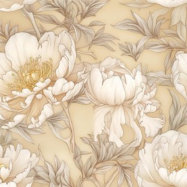 REDAMANCY Boho White Yellow Peony Floral Peel and Stick Wallpaper Stick on Contact Paper Vintage wall Paper Easy Peel Off for nightstand Drawer Cabinet Renter