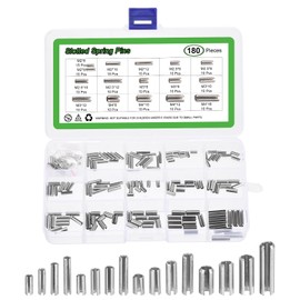 sourcing map 180Pcs Roll Pin Assortment Set 304 Stainless Steel Slotted Spring Pins Split Expansion Pins for Home Improvement Automotive Machine Repair, Silver