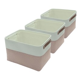 FAVXD Multipurpose Large Fabric Storage Baskets For Organizing,Stylish & Durable Storage Bins For Shelves,3pack 15×11×10in White & Pink