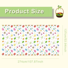 iwiio Easter Table cloth, Colorful Egg Bunny Disposable Plastic Tableclothes Square Waterproof Table Cover Decor Rectangle for Kids Party Decorations