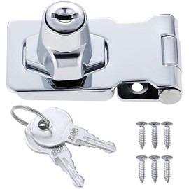 ZiYuya Keyed Hasp Lock Hasp, Padlock Shed Door Lock Hasp with Alike Keys Drawer Cupboard Locks Twist Knob Locking Hasp Door Gate Latch Bolt Furniture Mailbox Closet Lock, 2.5 Inch