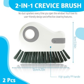 SNOMEL 2 Pieces 2 in 1 Window Groove Cleaning Brush, Multifunctional Sliding Door Track Cleaner with Hidden Scraper, Hard Bristle Crevice Cleaning Tool for Gap Sill Grout Kitchen (Gray)