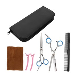 Mikinona Complete Hair Cutting Tool Set Includes Scissors Comb Clips Wiping Cloth Storage Box for Barbers Salons Color