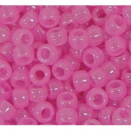 JOLLY STORE Crafts Pink Glow in The Dark Pony Beads 9x6mm 500pc Made in USA