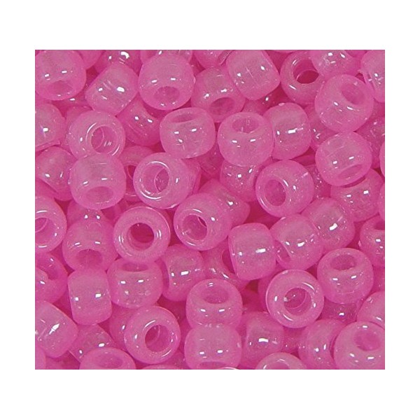 JOLLY STORE Crafts Pink Glow in The Dark Pony Beads