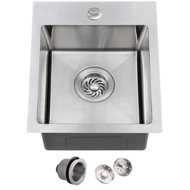 13 Drop In Bar Sink Stainless Steel, Zoyddoy 13 x 15 x 8 Inches Handmade Stainless Steel Topmount Small Kitchen Sink RV Sink Outdoor Wet Sink Bar Prep