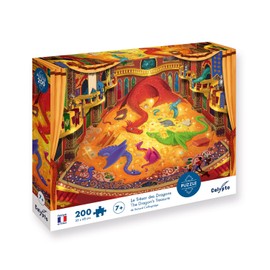 Calypto 3907402 Dragon Treasure, 200 Pieces Puzzle with Soft Touch, Children's Puzzle with Velvet Surface Including Puzzle Poster, for Children from 7 Years, Fairy Tale, Fantasy, Dragon
