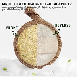 Esponja exfoliante para la cara, esponja de lufa, suave y fácil de espumar, esponja removedora de maquillaje (4 unidades), limpia los poros y los punt