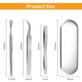 EASONGEE 3pcs Stainless Steel Tick Remover Tool Set, Tick Removal Tool, Professional Tick Remover, Tick Hook Kit Including Removal Tweezers + Tick Shovel for Pet Dogs, Cats, Animals, Humans