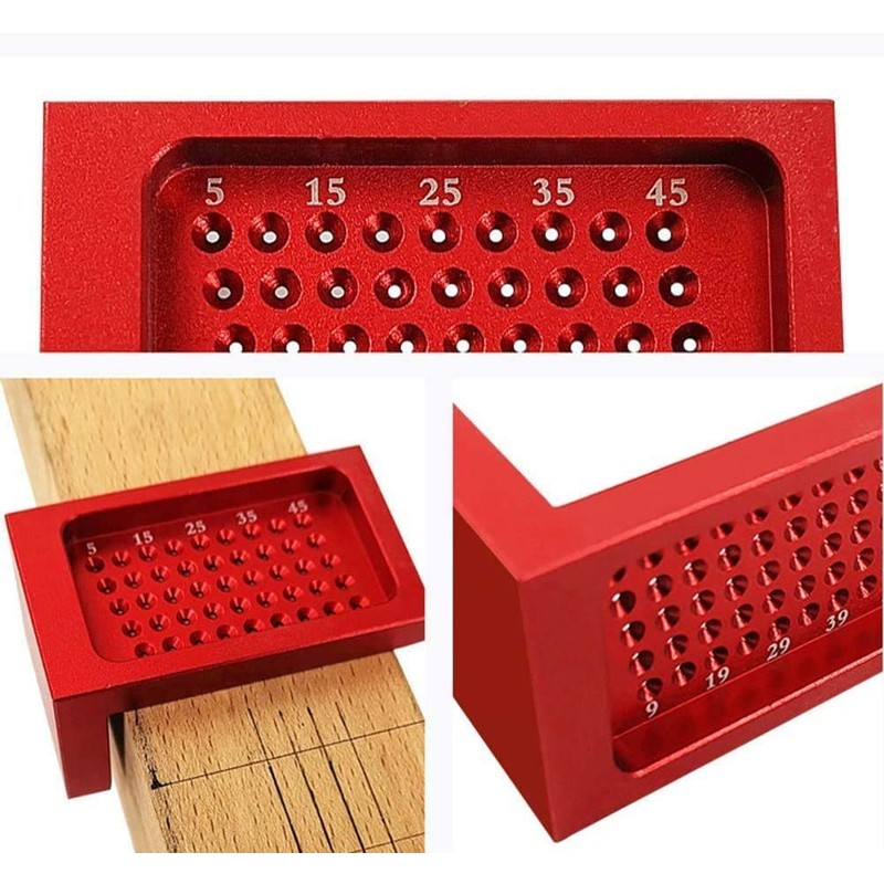 T50 Woodworking Tools,Hole Measuring Ruler,Carpentry Tool Aluminium Alloy Woodworking scribing