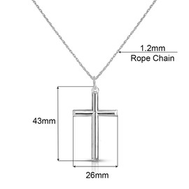 Savlano 925 Sterling Silver Cross Pendant Necklace-18K Gold Plated 1.2MM Rope Chain For Women & Men Comes With a Gift Box - Made in Italy (W, 20)