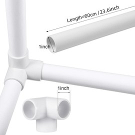 Sawysine 102 Pcs DIY PVC Projects Set Included 60 Pcs 24 Inch PVC Pipe and 42 Connection Pipe Fittings for Spring, Home, Greenhouse, Garden, Farm, Workshop, Summer(White,1 Inch)