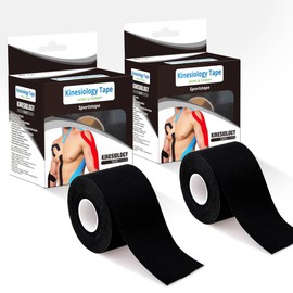 Kinesiology Recovery Tapes, 40 ct Precut Strips, 2 Rolls, Water Resistant, Elastic Athletic Tape for Sports & Weightlifting, Muscle Strain Relief & Joint Support