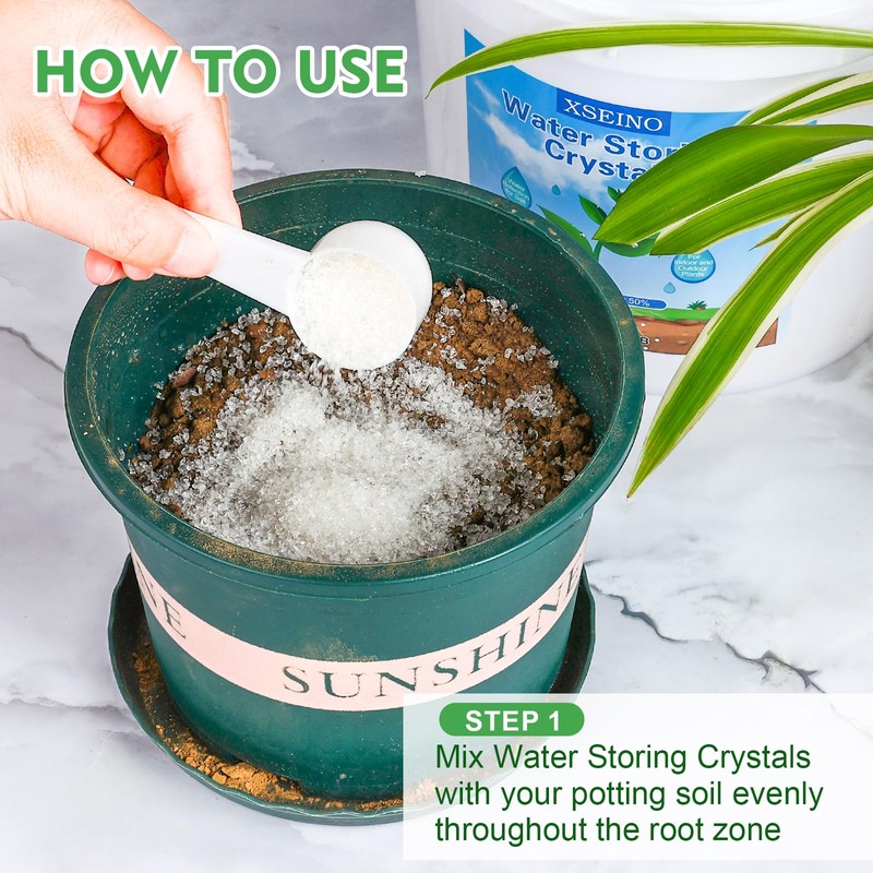 XSEINO 5LB Water Storing Crystals for Plants, Water Gel Solves