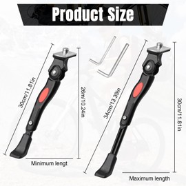 GTNCE Bicycle Stand 20-29 Inch Height Adjustable, Sturdy Bicycle Side Stand with Non-Slip Rubber Base and Allen Key, Bicycle Stand for Mountain Bike, Road Bike, Trekking Bike, City Bike