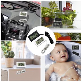 Aquarium Thermometer Digital Thermometer Sensor LCD Fridge Thermometer Waterproof for Fridge, Freezer, Aquarium, Embedded Thermo-Hygrometer