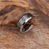 Fashion Month Mens 8mm Black Silver Tungsten Carbide Ring English