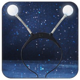 DRESBE Light Up Alien Antenna Headband LED Space Headbands Glow Party Hair Accessories for Women (Silver)