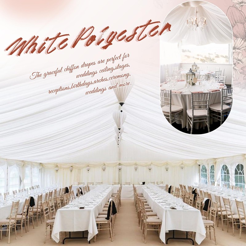 8 Panel White Ceiling Drapes - Premium Polyester Wedding Arch