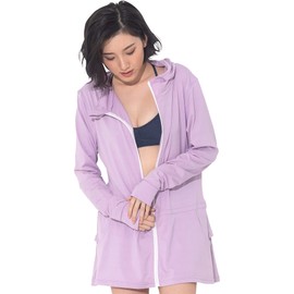 FELLOW Women's Rash Guard, Long Hoodie, Cool to Touch, Ruffle, Long Sleeve, UPF 50+, UV Protection, UV Protection, Heathered Lavender