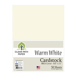 Warm White Cardstock - 8.5 x 11 inch - 80Lb Cover - 50 Sheets - Clear Path Paper