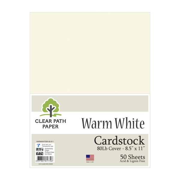 Warm White Cardstock - 8.5 x 11 inch - 80Lb