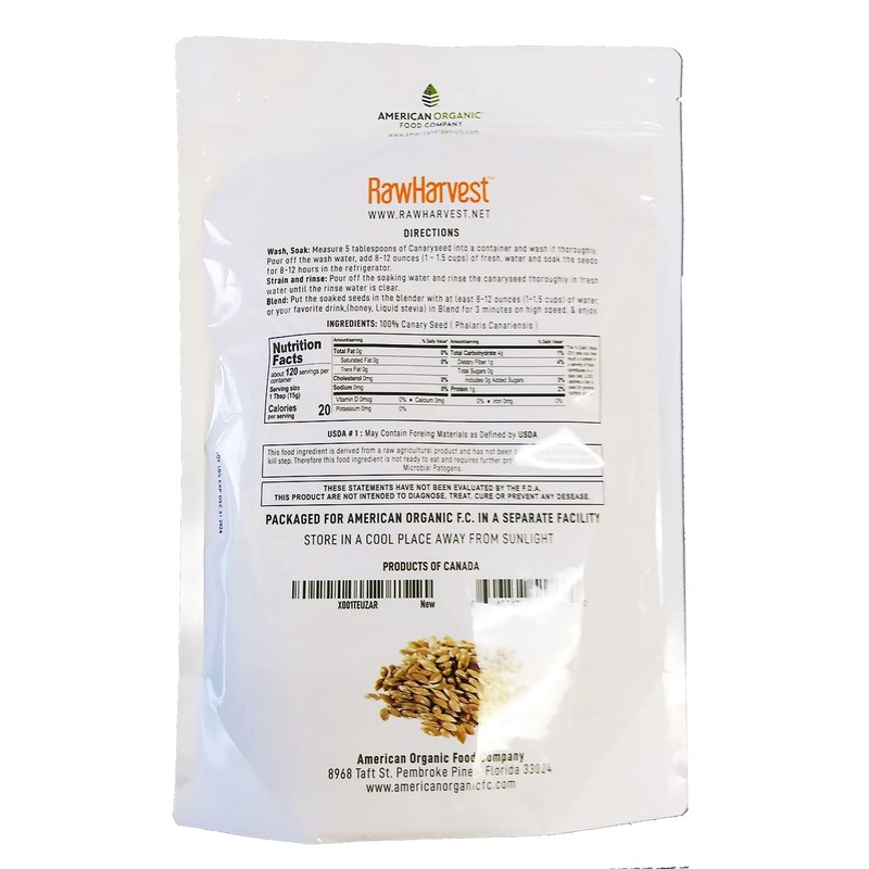 Raw Garden Canary Seed (Alpiste) (1 Pack 4 lbs) For
