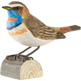 WILDLIFEGARDEN Wildlife Garden WG433 DecoBird Bluethroat - Hand Carved Decorative Wooden Bird - Small European Birds