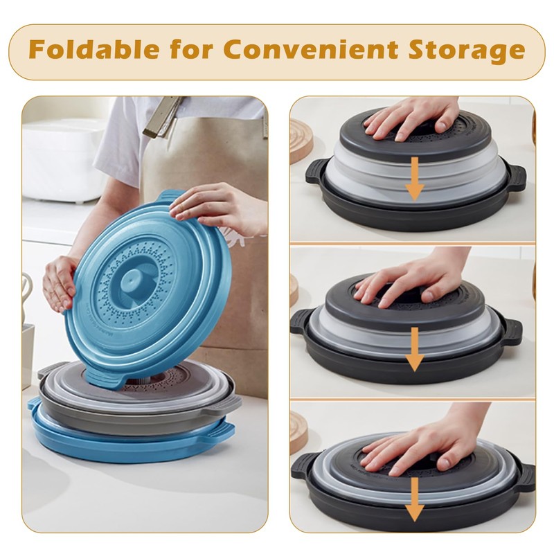 Microwave Splatter Cover, Microwave Cover for Food with Anti-scald Tray,