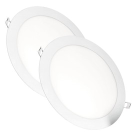 JANDEI - Pack 2 x Recessed LED Downlights, 18W, 1440 Lumen, Round Shape, Recessed Hole Ø 200- Ø 205 mm, Extra-Flat 13 mm Depth, Light Color Cold White 6000K, Transformer Included