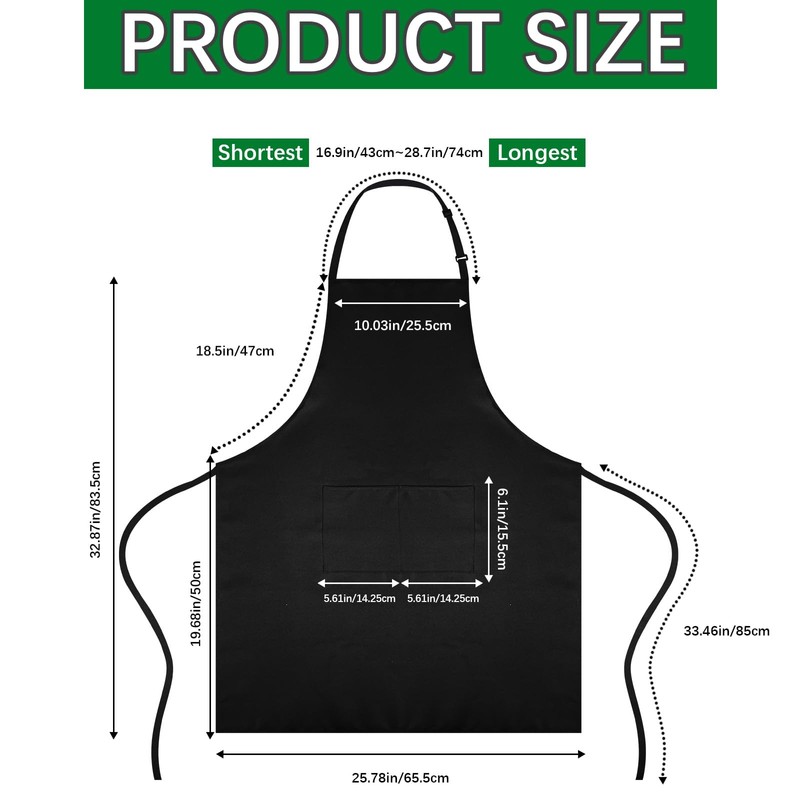 ARKBAODAN 2 PCS Bib Apron - Unisex Black Aprons 2