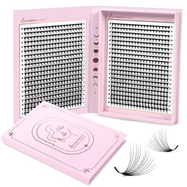 Lunamoon 800 Pieces Premade Fan Lashes, Prefabricated Fan Eyelashes, 12D Ready Fan Eyelashes, Volume Eyelashes, Ready-Made Fan Eyelashes, Eyelash Extension (12D-0.07-D, 8-15 mm)