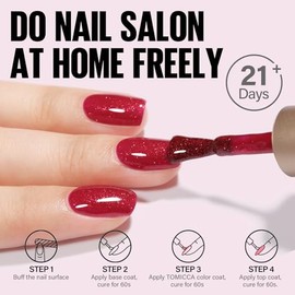 TOMICCA UV Nagellack Weihnachten Glitter Rot, 8ml Gel-Nagellack, UV LED Soak Off Manicure Gel Lacquer Varnish