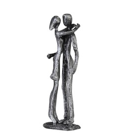 Casablanca Design Decorative Sculpture Couple - Couple - Cast Iron - Burnished Iron - Antique Silver - Height 18 cm - Gift - Love