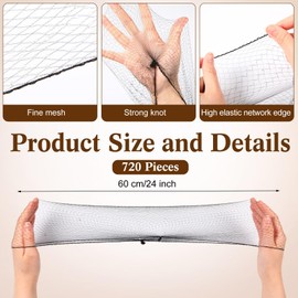 Yuxung 720 Pcs Mesh Hair Nets Bulk 24 Inches Black Elasticity Invisible Elastic Wig Nets Mesh Hairnets Hair Accessories for Women, Bun Making, Ballet, Kitchen Food Service