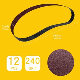1 x 42 Inch 240 Grit Sanding Belt | Premium Aluminum Oxide Sanding Belt | Premium Sander Sandpaper – 12 Pack