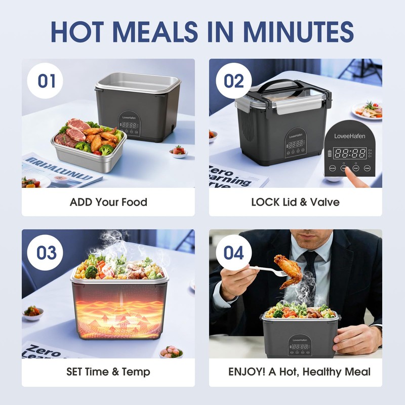 LoveeHafen 2026 Upgraded Cordless Electric Lunch Box, Cordless Rechargeable Food