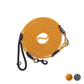 Floxik Recall Lead for Dogs, 5 m, 10 m, 15 m, 20 m, Orange, Reflective Rope Lead with Removable Hand Strap, Also Ideal as a Training Lead for Puppies