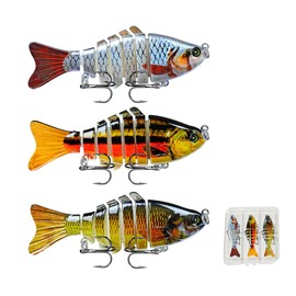 Fishing Lures 3 Pack Crank Baits for Slow Sinking Glide and Swim and Lifelike Bait for Saltwater and Freshwater Trout and Sea Bass, Crappie, Walleye, Pike,Bluegill,Salmon