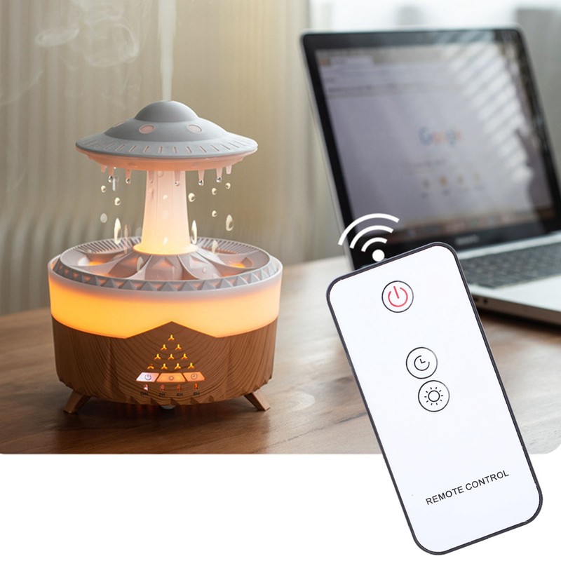 Water Drip Aromatherapy Diffuser 7 Color Light Mushroom Rain Humidifier