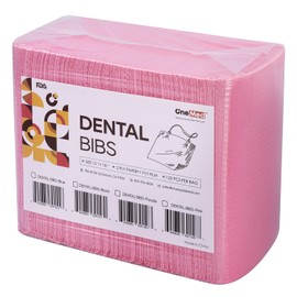 OneMed 125 PCS 13"x18" Pink Dental Bibs Disposable 3 Ply Waterproof Dental Tattoo Bibs 125 PCS per Bag 1 Bag Dentist Clinic Medical Tray Cover and Nail Table Cover