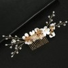 2Pcs Wedding Hair Combs Bridal Pearl Flower Headpiece Floral Leaf
