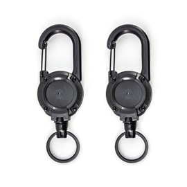 2 Pcs Retractable Keychain, Retractable Keyring, Key Chain - Heavy Duty 23.6 Steel Cord Badge Reel for ID Cards, Security Pass & Outdoor Use with Secure Locking Clips (Black)