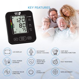 Get Fit Get Fit Blood Pressure Monitor CE Approved UK for Home Use Medical Upper Arm Blood Pressure Machine - Heart Rate Monitor - Hypertension Detector - Adjustable 35-52cm X-Large Adult Cuff - LCD Display