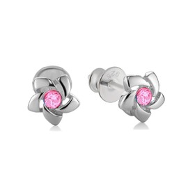 butterfly Girls Stud Earrings Real Silver 925 Flower Eco Packaging Confirmation Gift, Glass, Glass