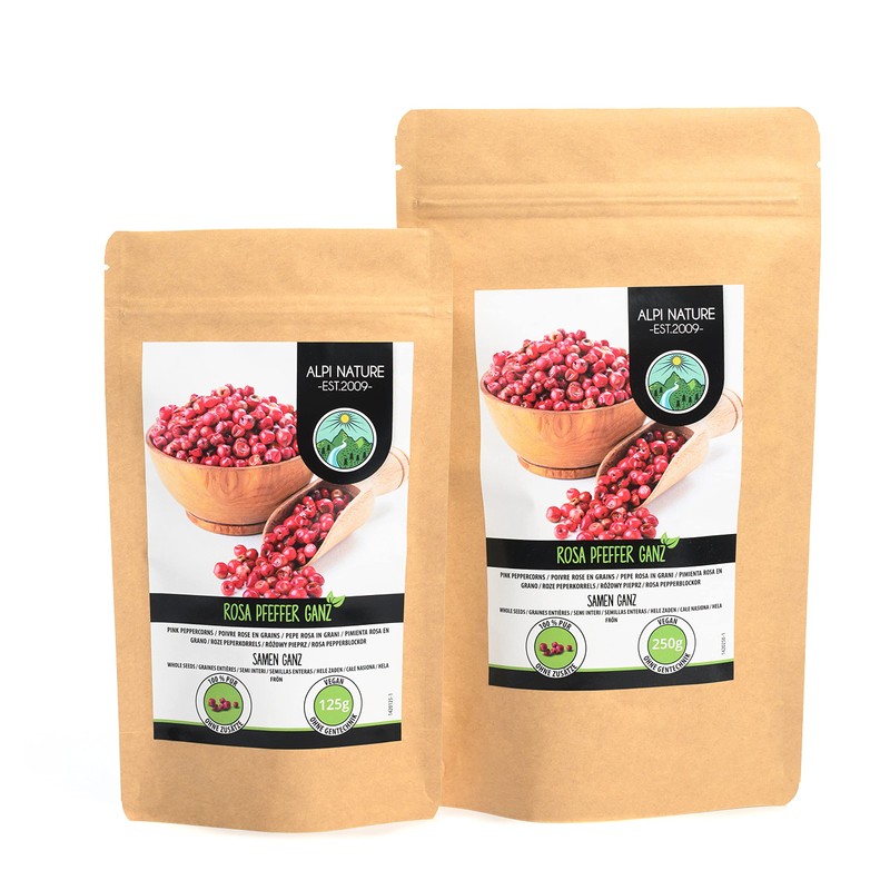 Pink pepper whole (125g, 4.4oz), pink peppercorns 100% natural, without