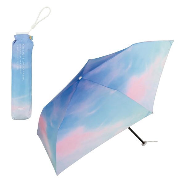 Wpc. 801-15473-102 Sun Umbrella Light Shading Lightweight Sunset Mini Blue (100% Light Blocking, 99.9% UV Protection, UPF50+) Folding Umbrella, 19.7 inches (50 cm), Women's, Empty, Photogenic,