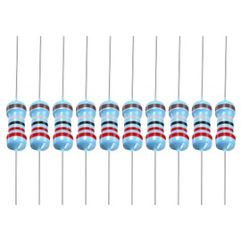 YOKIVE 100 PCS Metal Film Resistors, 2.2 Ohm Resistor with 1/2W 1% Tolerance, Lead, Good for DIY Electronic Projects (5 Color Bands, 8.5mm±1mm)